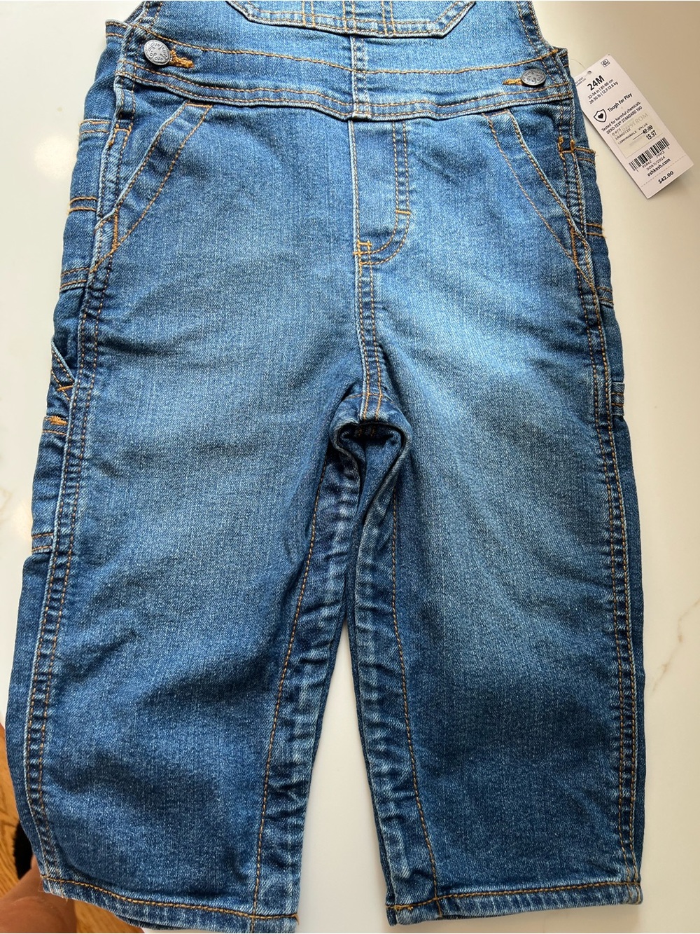 OshKosh B'gosh Classic Dark Blue Denim Overalls- 24 months NEW - Picture 5 of 7